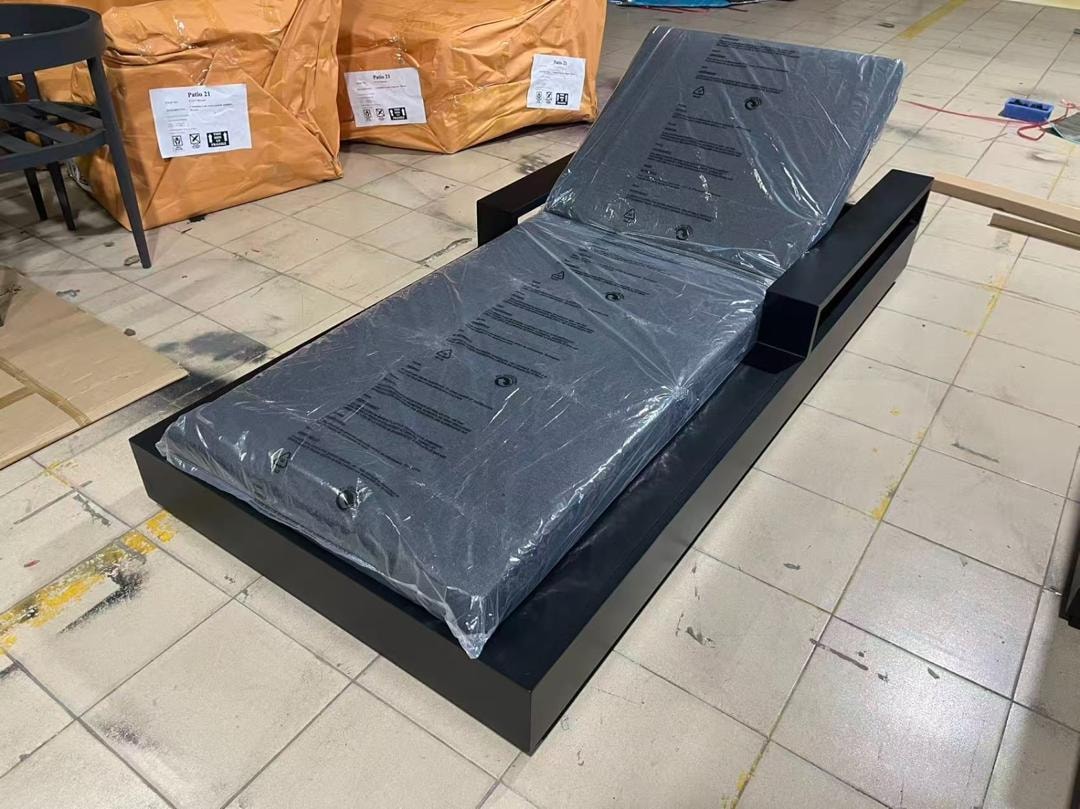 Custom black outdoor lounge daybed with cushion