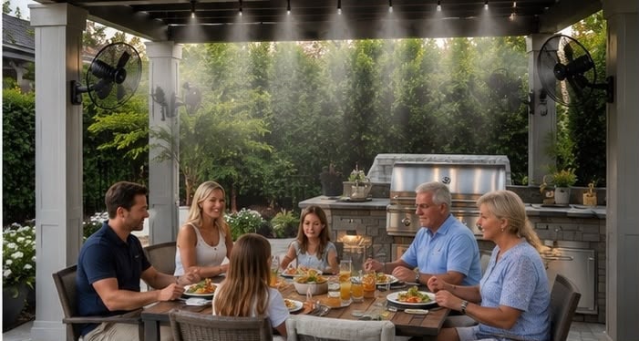 Family enjoying an outdoor living space